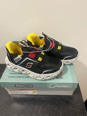 Skechers Black, Yellow & Red Kids Slip-On Sneakers